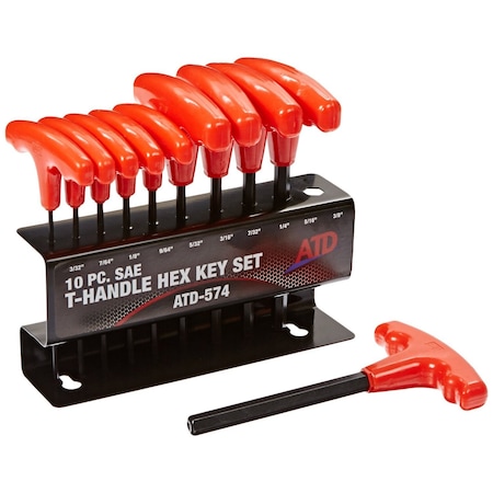 Atd Tools ATD 10-Piece SAE T-Handle Hex Key Set 574